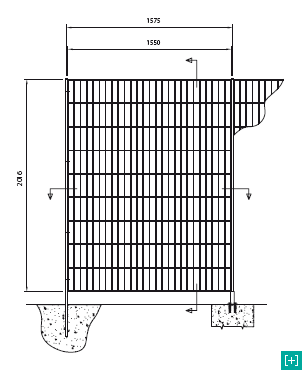 вертикальное ограждение - вид спереди ячейки 220 x 60 h 40